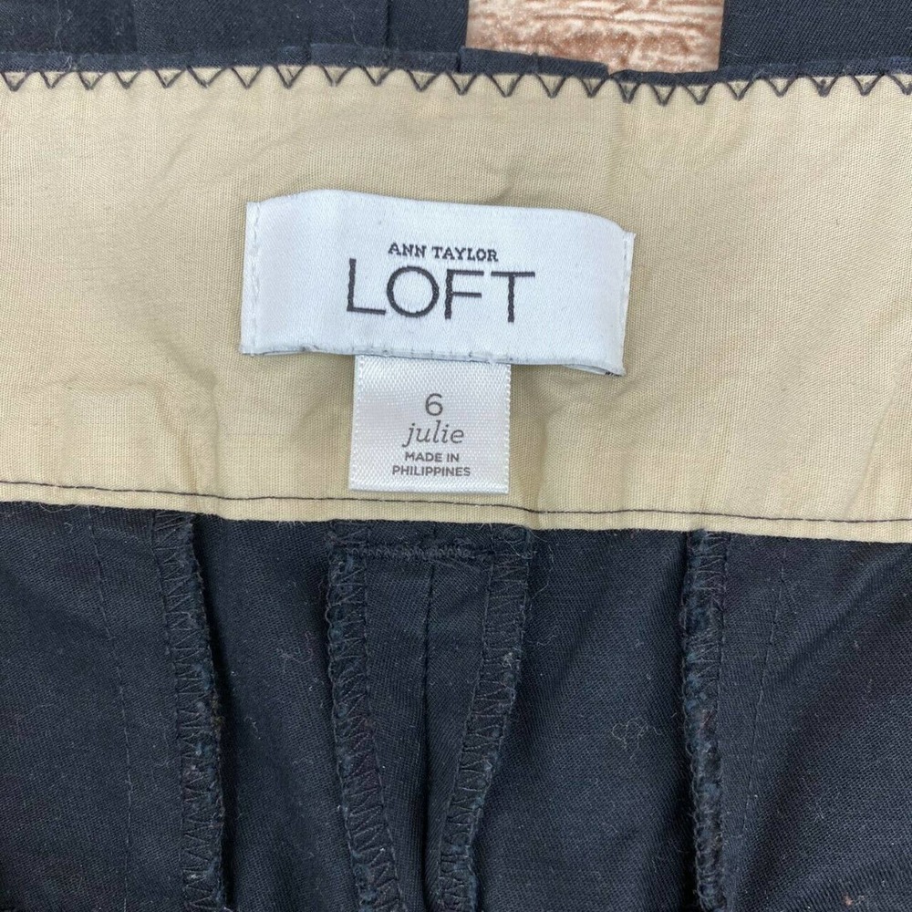 Ann Taylor LOFT Women's Julie Wide Leg Casual Chino Pants Size 6 Black Mid Rise - Picture 4 of 6